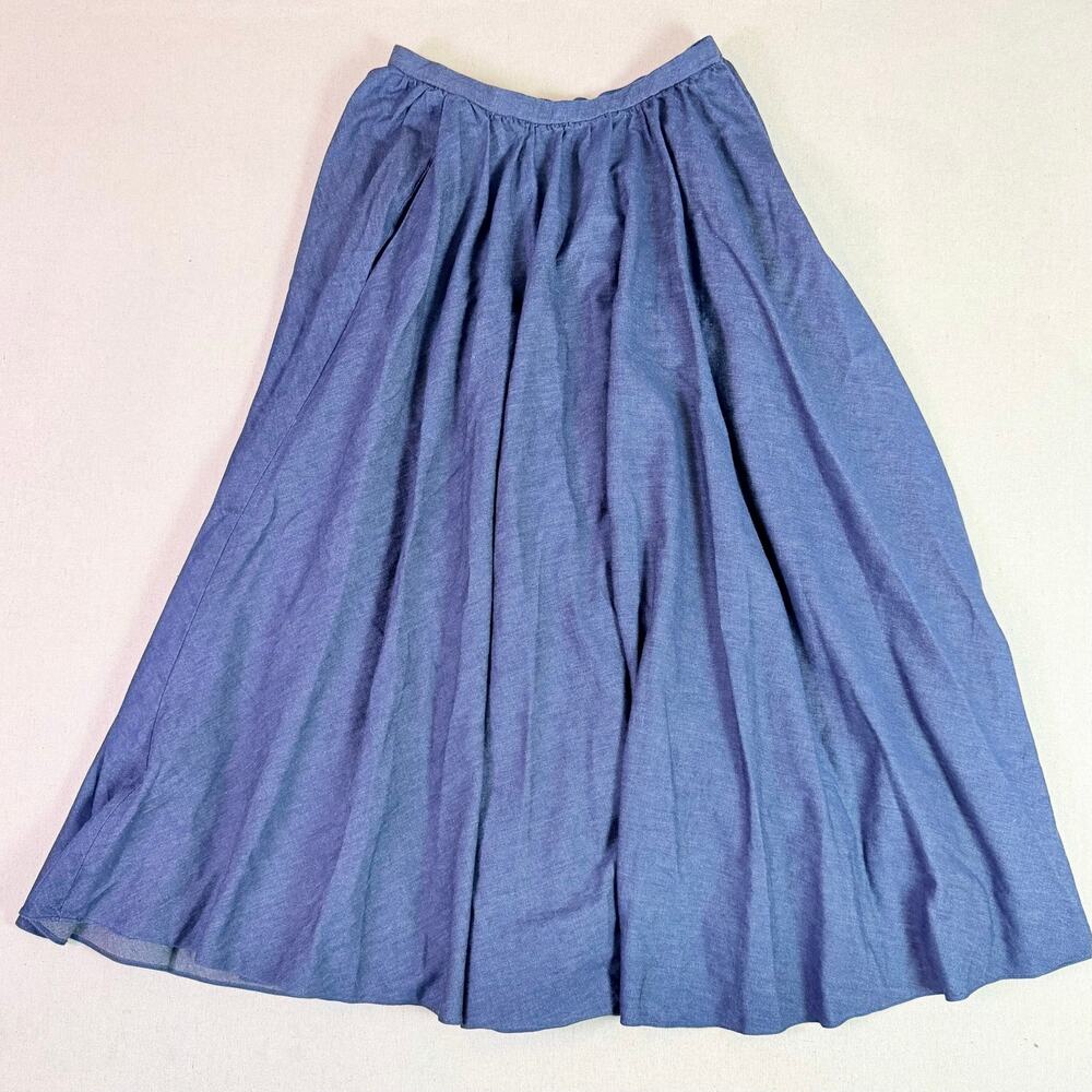 Vintage 90s Donna Karen New York Chambray Full Sweep Maxi Skirt Women's 10 USA - Picture 6 of 13